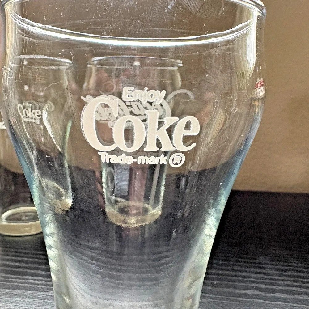 Set of 4 Vintage Clear Libbey Coca-Cola Fountain 10 Oz Glass Cup Enjoy Coke 5